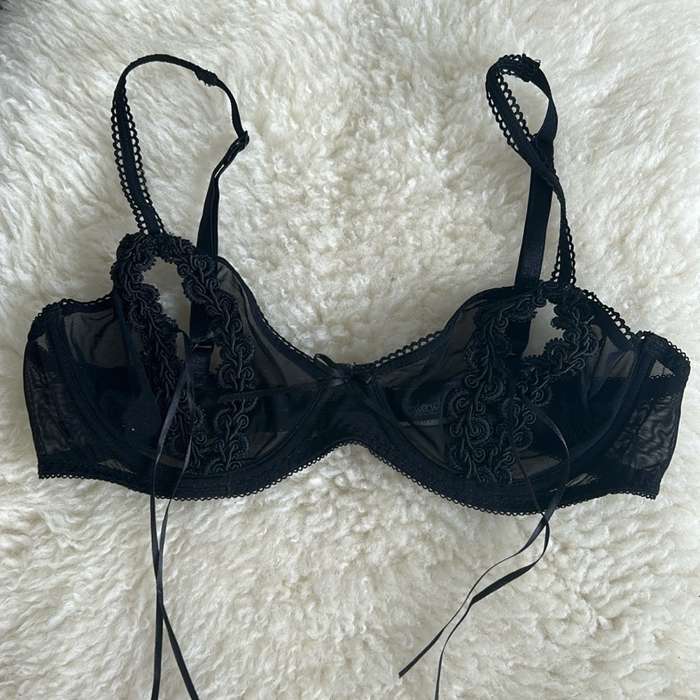 Frederick's of Hollywo Womens Sexy Lingerie Lace Unlined Underwire Black Size 34